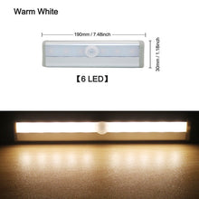 Load image into Gallery viewer, 6/10 LEDs PIR LED Motion Sensor Light Cupboard Wardrobe Bed Lamp LED Under Cabinet Night Light For Closet Stairs Kitchen

